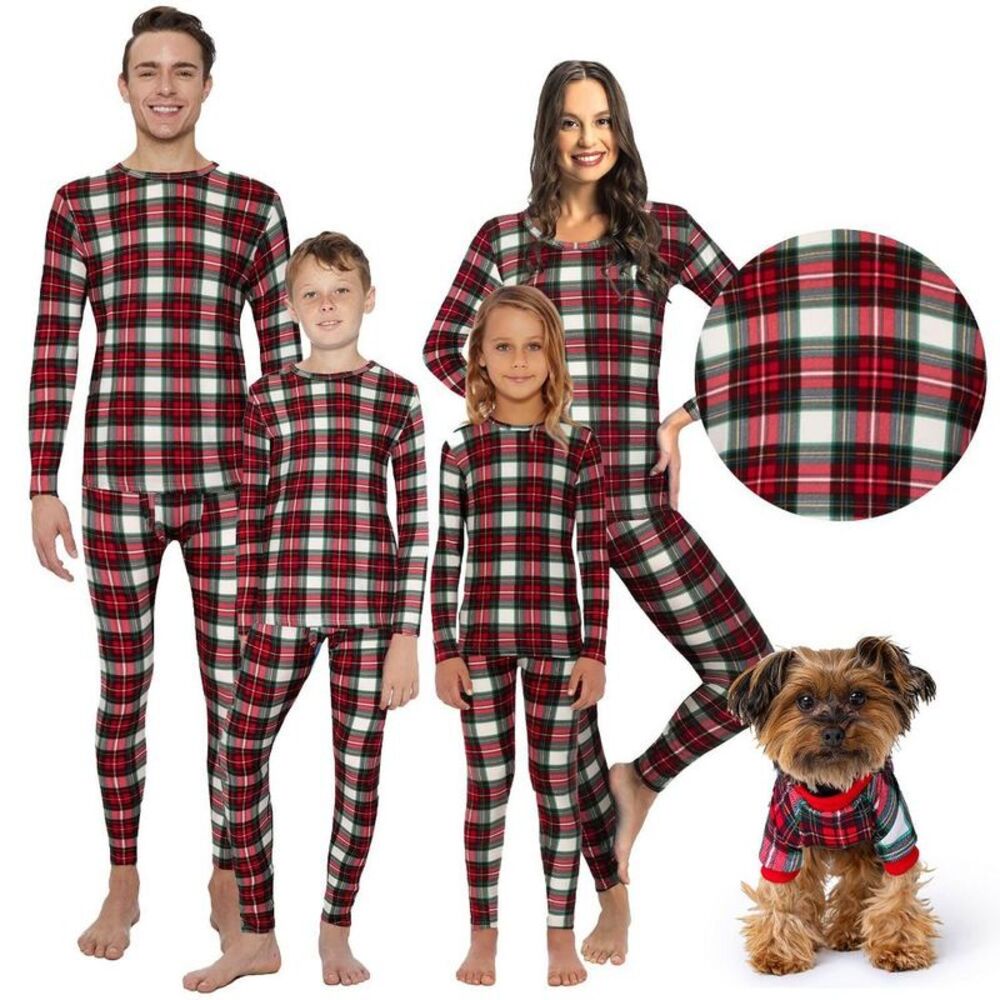 Rocky -  Plaid White Matching Family Warm Thermal Paj Red|White|Green
